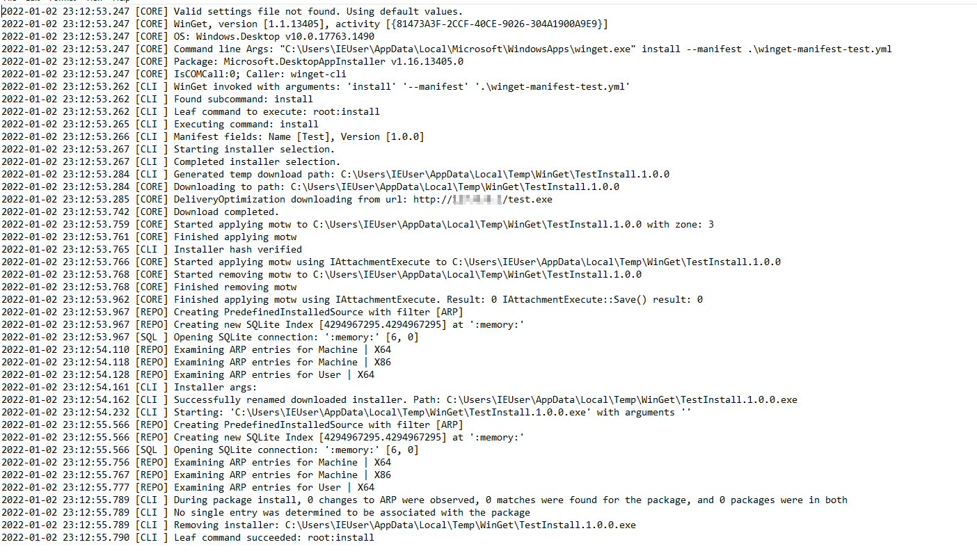 Winget Log